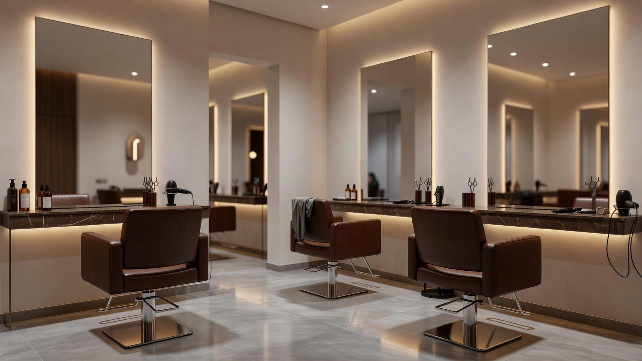 Concept image of a calm unisex salon interior